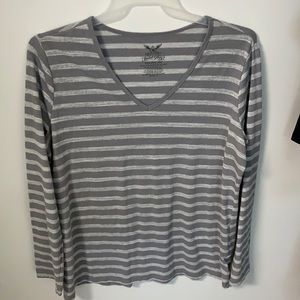 Plus size gray striped top